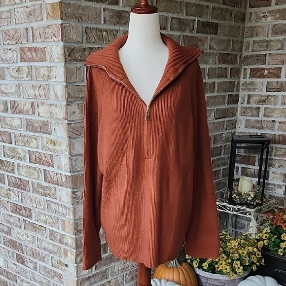NWT Warm Orange High-Neck Sweater, Size XL - Picture 3 of 11